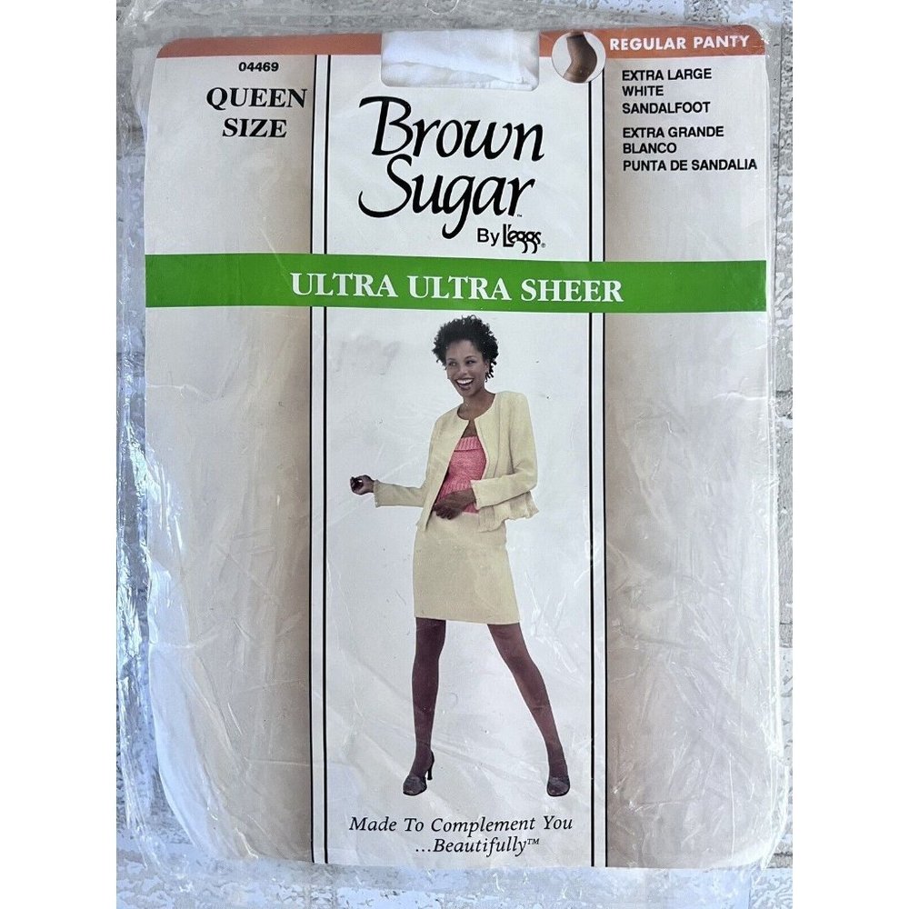 Brown Sugar by L'eggs Queen Size in White Ultra Ultra Sheer Sandalfoot  #04469